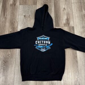 Gildan Black Hoodie with Blue Graphic